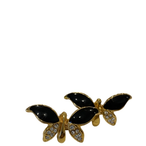 NWOT Onyx Gold Diamond butterfly Stud Earrings - Picture 3 of 9